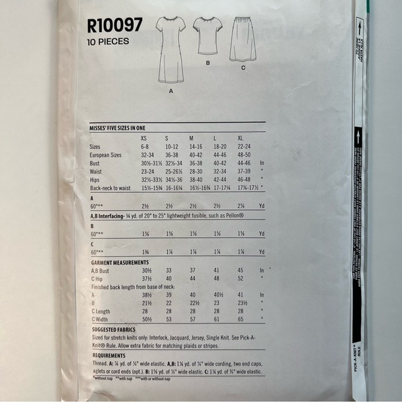 Lot of 3 Sewing Patterns NEW LOOK : R10097 R10274 R10286 Just for Knits Easy - Picture 4 of 10